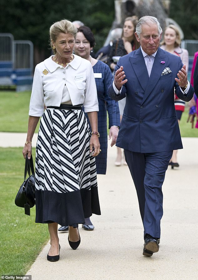 Close connections: The Duchess of Wellington guided King Charles, then Prince of Wales, on a visit to the Royal Ballet School's White Lodge campus in Richmond Park in 2016.