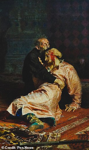 Representation of Ivan the Terrible made in 1885 by Ilya Repin after murdering his son, Ivan Ivanovich