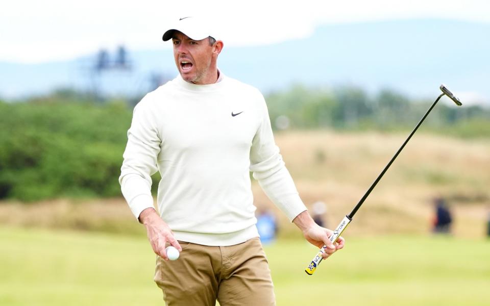 Rory McIlroy during a practice round ahead of the Open at Royal Troon