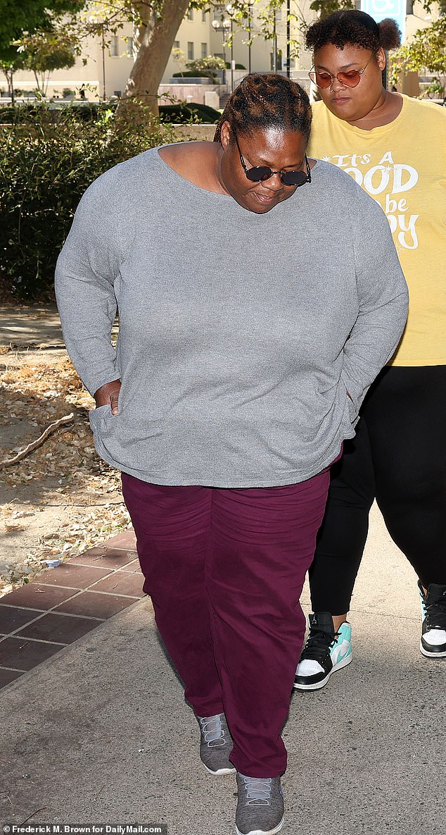 James' mother, LaTina Allen, entered the courtroom on July 16, 2024 with her other daughter, Jestina, behind her.