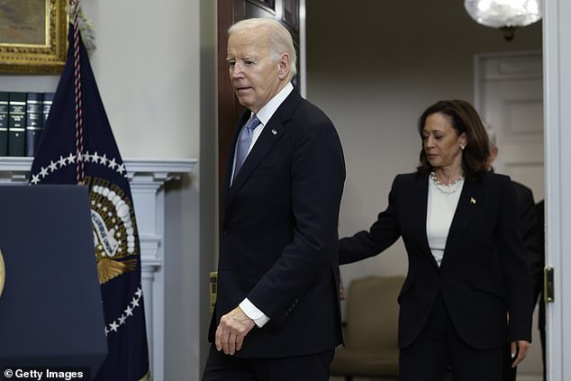 President Joe Biden arrives at the White House to deliver remarks alongside Vice President Kamala Harris