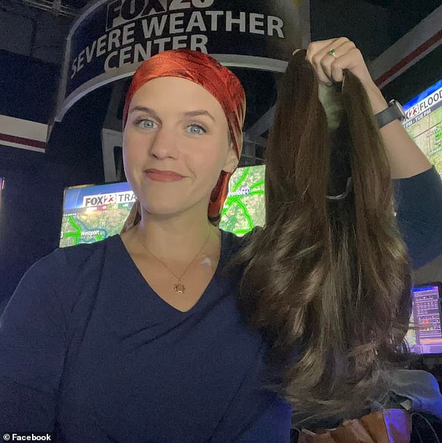 But Laura (seen with the wig) was left horrified after someone who was watching her segment decided to send a negative message about her fake locks to her and all of her coworkers.