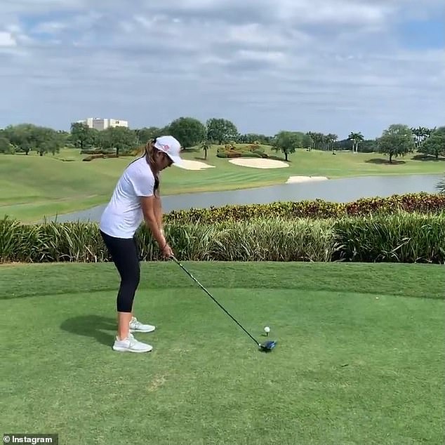 Kai prepares for an Instagram video; some pros think he could win a golf scholarship