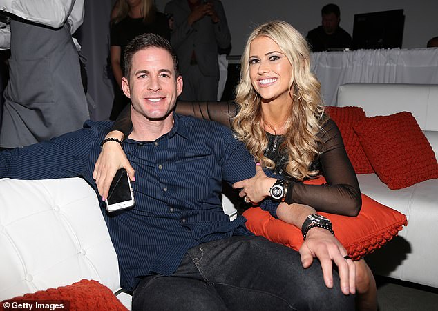 She has a daughter, Taylor, 12, and a son, Brayden, seven, with ex-husband Tarek El Moussa, who is now married to Heather Rae El Moussa, best known for her work on Selling Sunset (pictured, 2016).