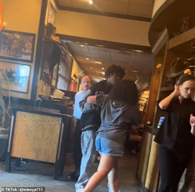 Another diner re-posted the brazen altercation, which has racked up more than 7 million views on TikTok, as she and her family waited to be seated on Friday.