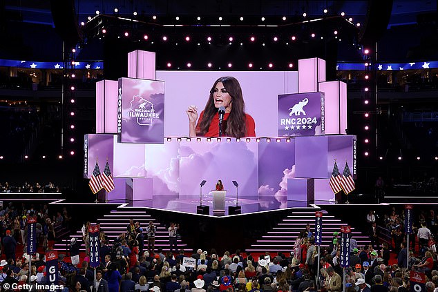 Kimberly Guilfoyle speaks on stage on the third day of the Republican National Convention