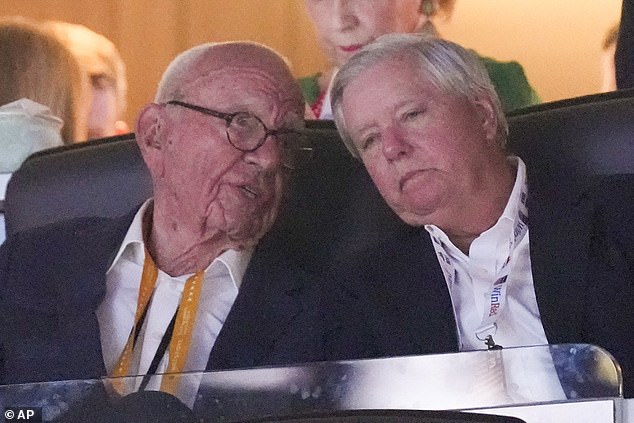 Media mogul Rupert Murdoch was seen talking to Senator Lindsey Graham