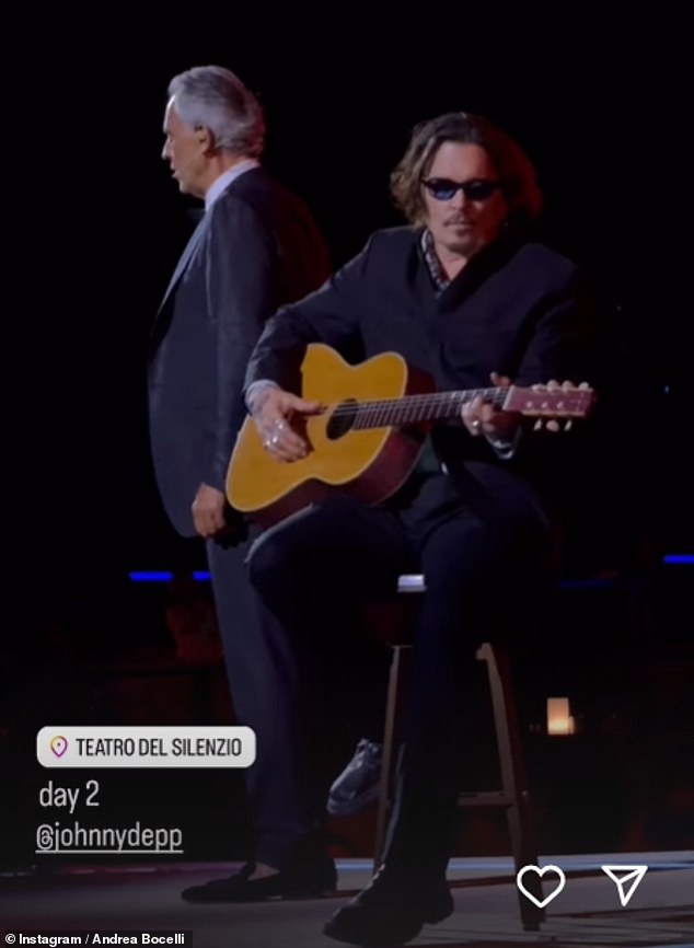 Johnny Depp joined Bocelli on In Aranjuez with Your Love. According to TMZ, they performed the song in 2020 with late guitarist Jeff Beck, and Beck's lead from that performance was overdubbed onto the song on Wednesday night.