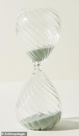 Anthropologie glass sand timer worth $30 AUD (pictured)