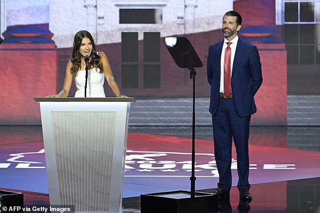 Donald Trump Jr. watches his 17-year-old daughter Kai make her debut on a national stage