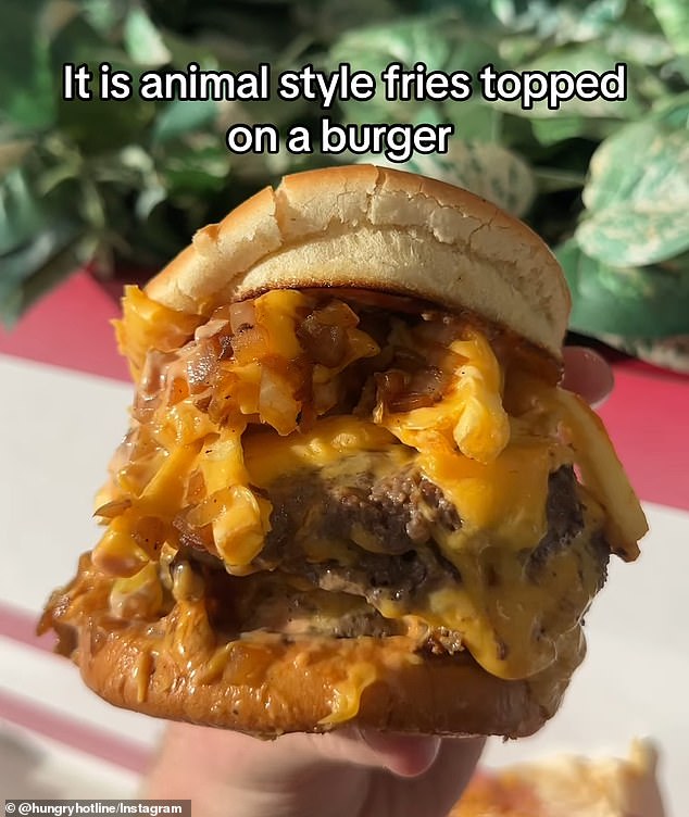 Justin and Becca Schwartz, who run Hungry Hotline on Instagram, claimed the burger joint had 'monkey style' (animal-style fries on a burger) on its 'secret menu.'