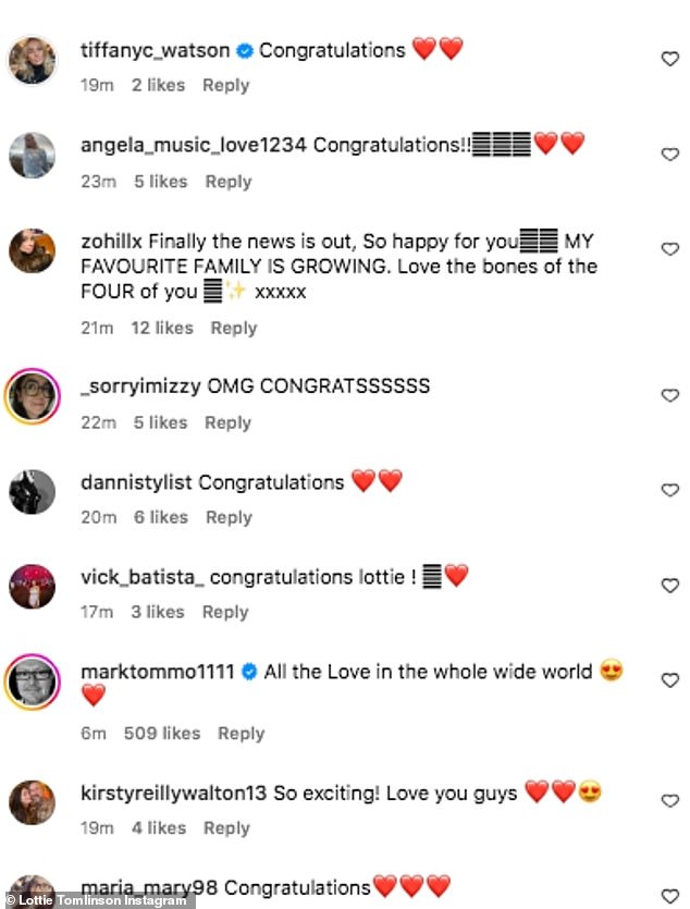 Lottie, the younger sister of One Direction star Louis Tomlinson, 32, received plenty of lovely comments on her post.