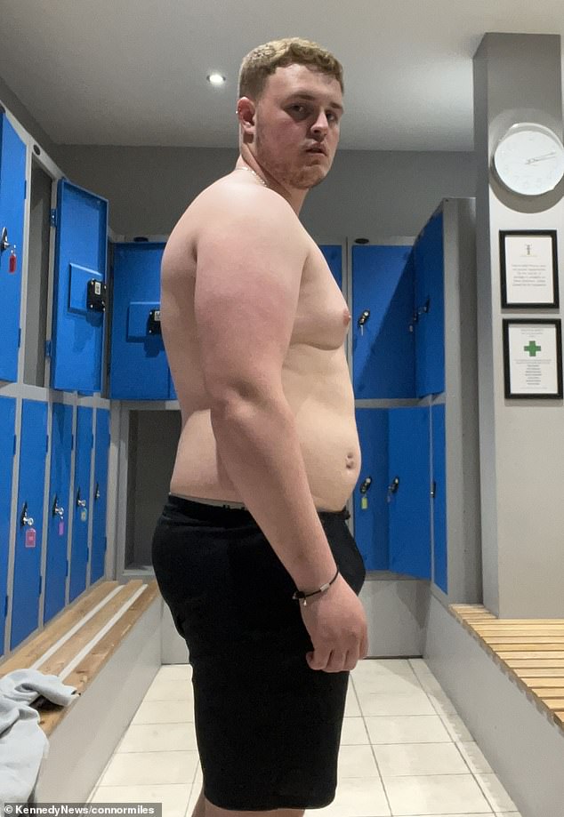 After gaining more than seven stone following the accident, Connor began training at the gym six times a week and eating a high-protein diet.