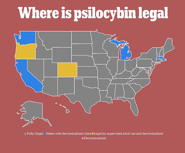 Psilocybin remains illegal in most of the United States, but the Food and Drug Administration has approved it as a recreational drug. 