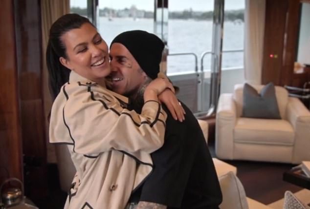 Kourtney and Travis looked as loved up as ever on the trip as they showed off their affection in public during a scene after the drummer returned to Sydney after touring with Blink-182.