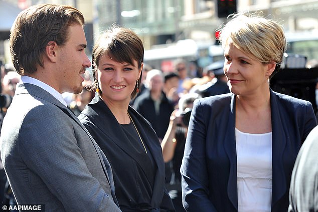 Braddy, the son of a former Queensland Labor minister, studied acting at the Western Australian Academy of Performing Arts under Hugo Wran (left), son of former New South Wales Labor Premier Neville Wran. His sister Harriet Wran (centre with Labor Premier Tanya Plibersek) was jailed for complicity in murder.