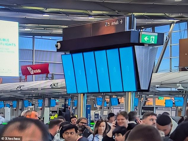 There was chaos at Australia's major airports as flight information boards stopped working