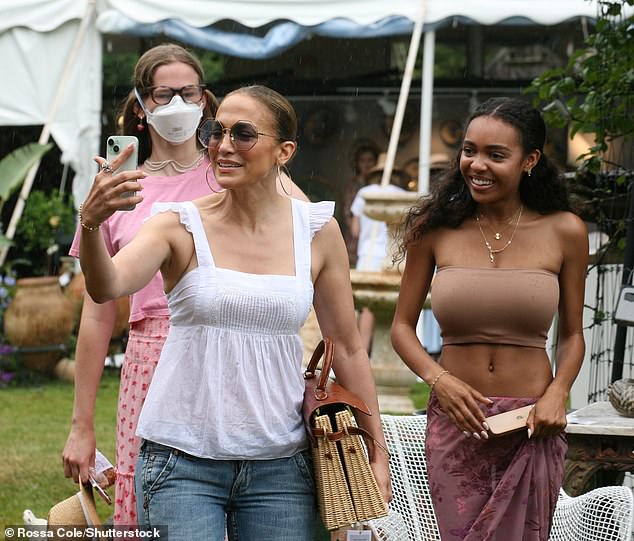 Violet, pictured wearing a mask while out with her stepmother Jennifer Lopez last weekend, has faced ridicule in the wake of her speech.