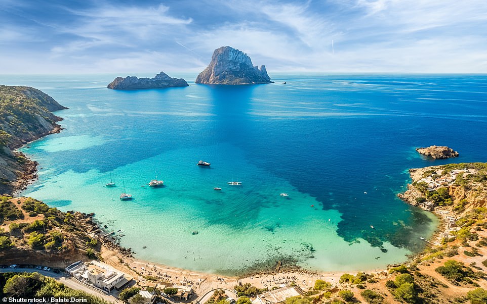 Ibiza (£229.21), one of Spain's Balearic Islands (above), ranks as the most expensive destination for a family beach holiday.