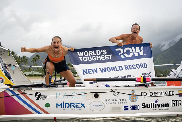 The pair have now become the first team to complete the Ultimate Ocean Row, rowing in both the Atlantic and Pacific Oceans.