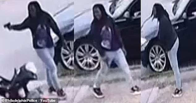 Police are searching for the gunwoman, who was caught on camera but has not yet been identified.