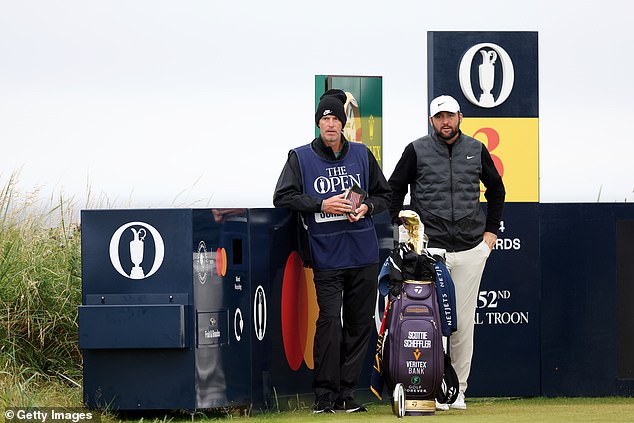 With his caddie ill, Scheffler shot a 1-under 70 with three birdies and two bogeys on Friday.