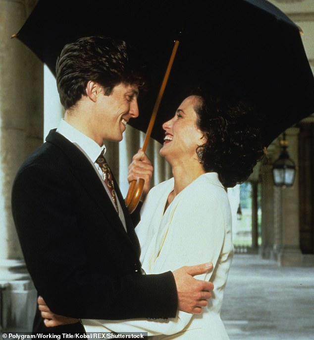 Over the years, Hugh has starred in a total of fifteen romantic comedies, including Four Weddings and a Funeral in 1994 alongside Angie MacDowell.