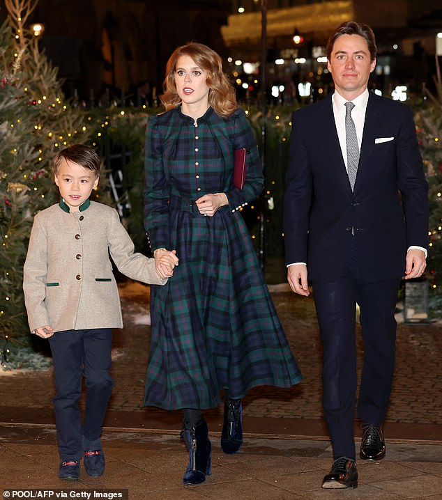 Princess Beatrice's stepson Wolfie looked adorable as he made his first appearance at a royal engagement at the Princess of Wales' Westminster Abbey Christmas Carol Concert in December 2023.