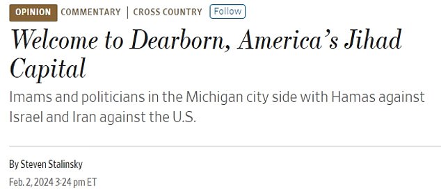 Political commentator Steven Stalinsky called Dearborn the 