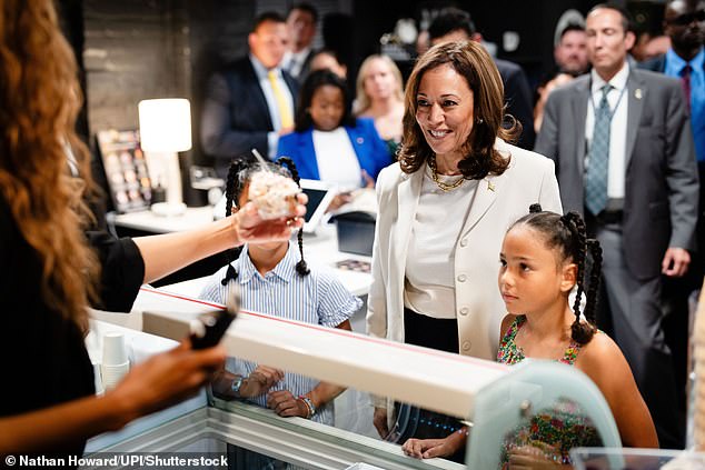 Passing the torch? Vice President Kamala Harris and her two great-nieces went out for ice cream on Friday, a favorite pastime for President Biden, who is in isolation due to COVID-19.