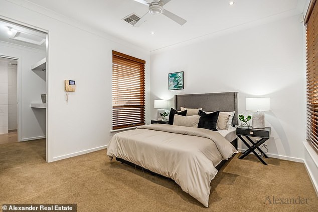 Newley, who was born in Adelaide, bought the house 16 years ago before beginning his basketball career, The Advertiser reported on Monday. Pictured: One of the three bedrooms