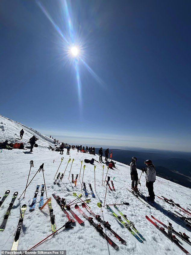 Silkman shared this image of Mount Hood during a visit this week, showing that July temperatures did not deter skiers as he found 