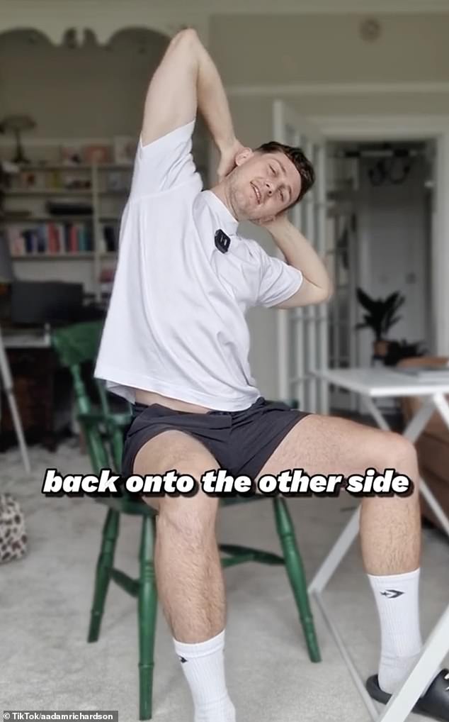 In a recent video, Adam turned his attention to desk workers, who may find that they've spent eight hours on end and are practically bent in half in their chair.