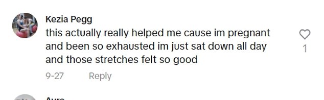 And her desk-bound TikTok followers were quick to thank her for helping them defrost, as well as providing them with accessible stretches that can be done while sitting.