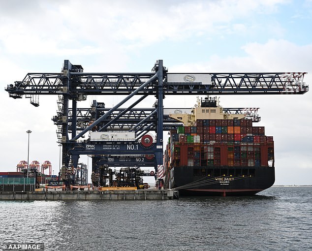 Container ships like this one are finding the Red Sea dangerous because of the continued success of Yemen's Houthi rebels in using drones to attack shipping vessels.