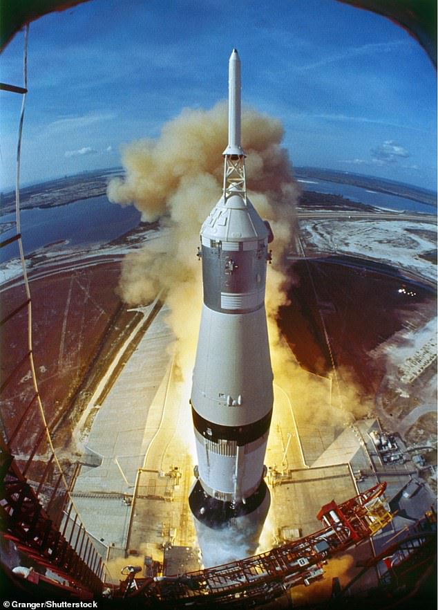 The Saturn V rocket lifted off at 9:32 a.m. ET from the Kennedy Space Center in Florida.