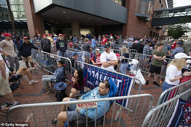 People lined up for hours to get a seat at Van Andel Arena in Grand Rapids