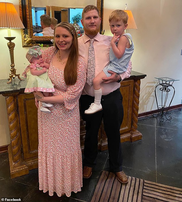 Brandon Allan Kendrick, 32, allegedly shot and killed his wife Kelse Kendrick, 24, (left), along with their daughter Kynli and son Kaleb, and the children's two cousins.