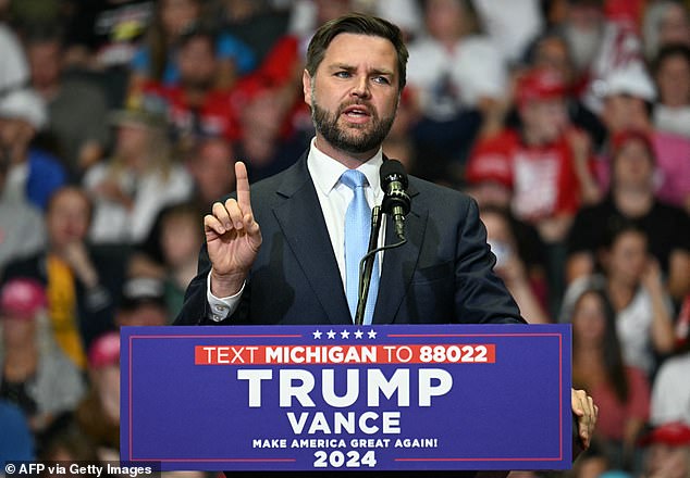 JD Vance used his appearance in Grand Rapids to take a swipe at Vice President Kamala Harris and share some of his background as he works to introduce himself to Republican voters.