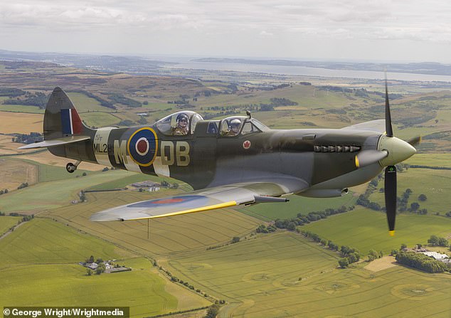 Spitfire ML-295 flying over the Perthshire countryside