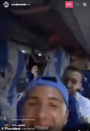 Enzo Fernández was photographed singing the chant on Argentina's bus during their Copa America celebrations.