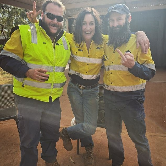 She decided to take up a new career after splitting up with Hugh Twigley, who also worked in the mining industry, when Bec was just four years old. Pictured: Kerry with her fellow miners