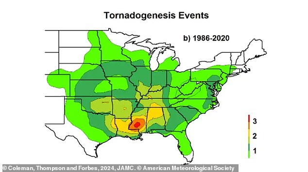 Between 1986 and 2020, the highest number of tornadoes was recorded in the Midwest and Southeast