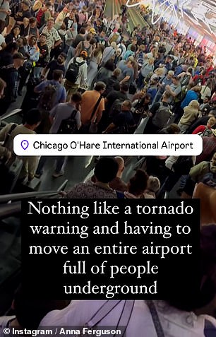 The storm was so strong that a shelter-in-place order was issued in the area, and passengers in the terminal building were forced to move away from windows.