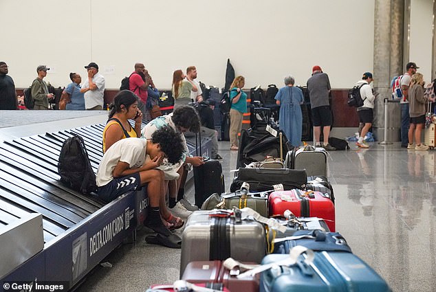 In the past two hours alone, 825 flights have been delayed in the United States, while 200 have been cancelled, leaving travellers frustrated. More than 100 of those cancelled flights originated in Atlanta (pictured).