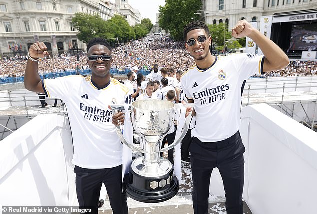 Real Madrid teammates Vinicius Jr (left) and Jude Bellingham (right) are sixth and seventh on the list respectively.