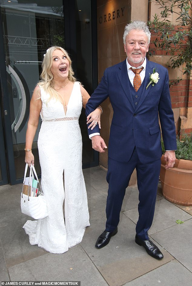 The couple looked very happy to become husband and wife during their ceremony in London.