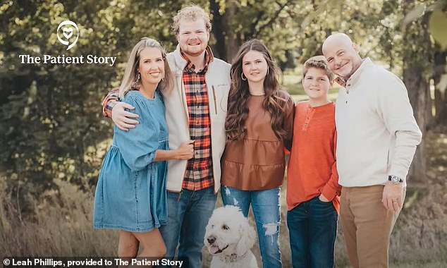 The mother of three (left), shown here with her family, had been physically active and was part of a running club when she received her lung cancer diagnosis.