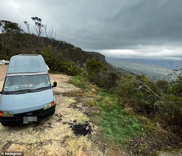 The artist never had any trouble sleeping in his van in other towns on Australia's east coast (pictured, in the Blue Mountains, New South Wales).