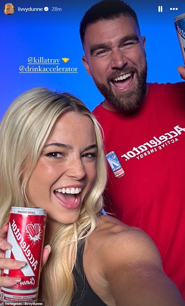 She is sponsored by Accelerator Active Energy (seen with Travis Kelce), Vuori, Nautica, etc.